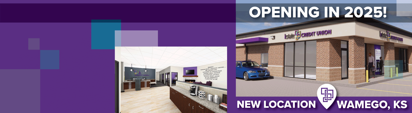 Opening in 2025, new kstate CREDIT UNION location in Wamego, Kansas. 